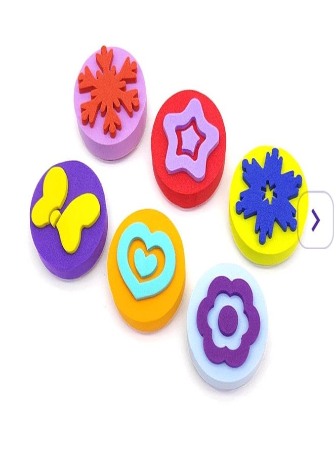 Brille Bee Sponge Stamp Foam Painting Brushes, Flower Shapes, Art Paint Drawing Tools, DIY Graffiti Stamps for Kids Early Learning (6pcs Stamp) - Image 1